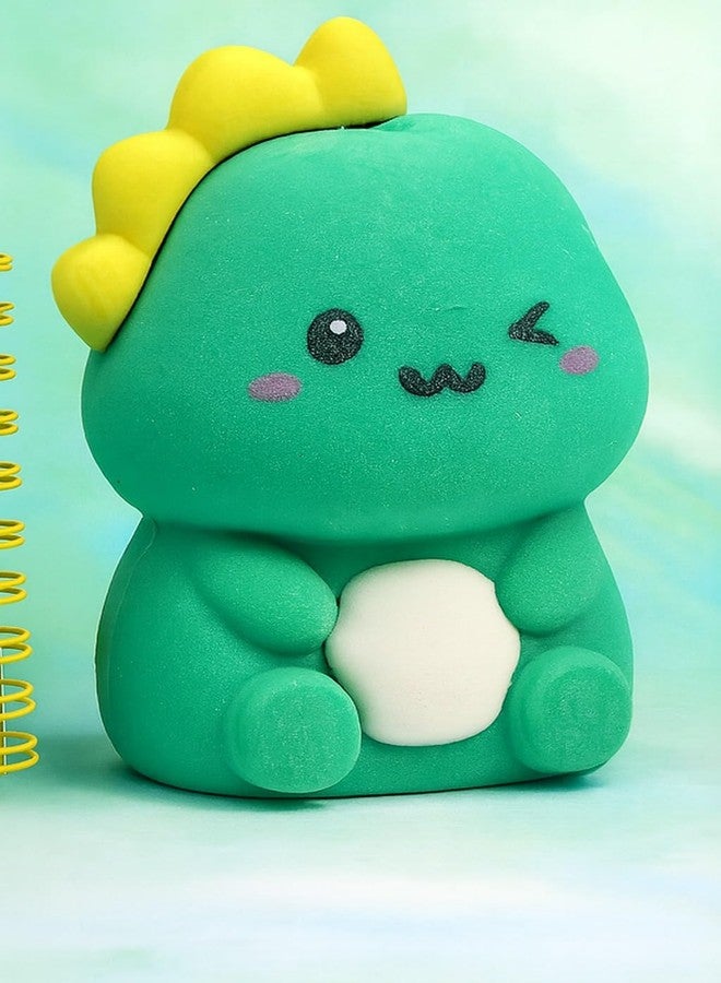 Crafty Cuddle ممحاة ومبراة كرافتي كادل اللطيفة 2 في 1 للأطفال والطلاب | أدوات مكتبية فريدة | ناعمة وممتعة | عبوة من قطعتين - هدية مثالية لعيد الميلاد (ديناصور) - Image 3